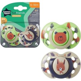 TOMMEE TIPPEE TTP43335896 Smoczek uspokajający FUN FRIENDS 6-18m 2pak
