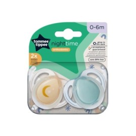 TOMMEE TIPPEE TTP43338095 Smoczki uspokajające NIGHT TIME 0-6m mix 2pak