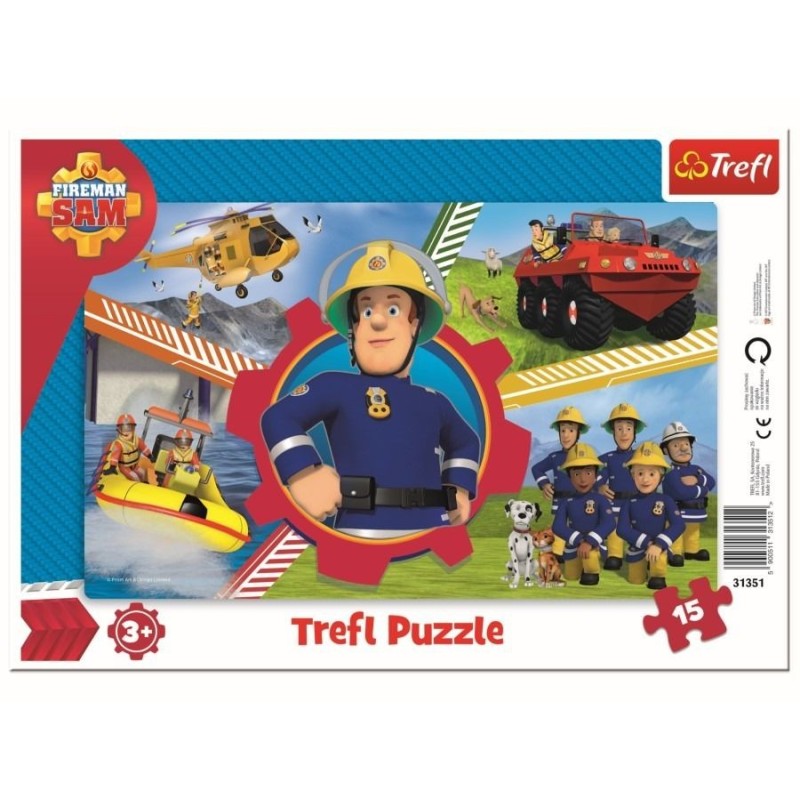 TREFL 31351 Puzzle 15 ramkowe Dzień Strażaka Sama 3+