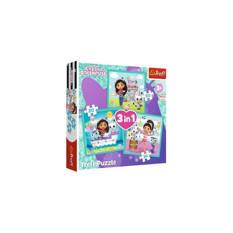 TREFL 34871 Puzzle 3w1 Aktywności Gabby