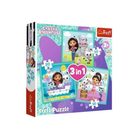 TREFL 34871 Puzzle 3w1 Aktywności Gabby