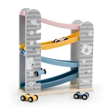 Viga PolarB 44013 – Zjeżdżalnia i Tor dla Samochodzików Drewniany