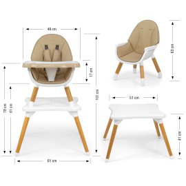 MILLY MALLY Krzesełko do karmienia 2w1 Malmo Beige