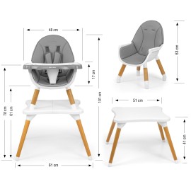 MILLY MALLY Krzesełko do karmienia 2w1 Malmo Grey