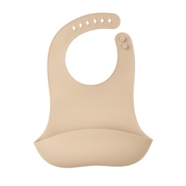 Mombella 01519 Silikonowy Śliniak  z Kieszonką Light Brown