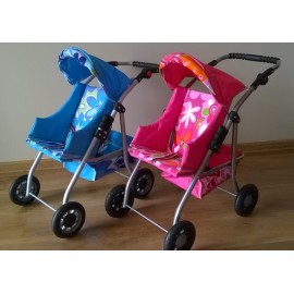 Wózek spacerowy dla lalek SARA czerwony w kropki S11