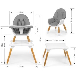 MILLY MALLY Krzesełko do karmienia 2w1 Malmo Grey