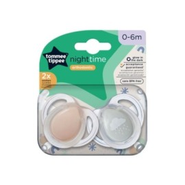 TOMMEE TIPPEE TTP43338095 Smoczki uspokajające NIGHT TIME 0-6m mix 2pak