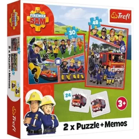 TREFL 93334 Puzzle 2w1 MEMOS Drużyna Strażaka Sama