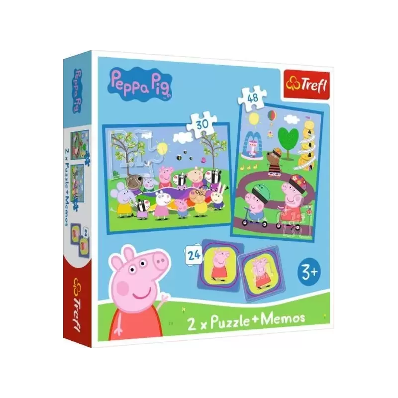 TREFL 93331 Puzzle 2w1 MEMOS Radosne chwile z Świnką Peppą