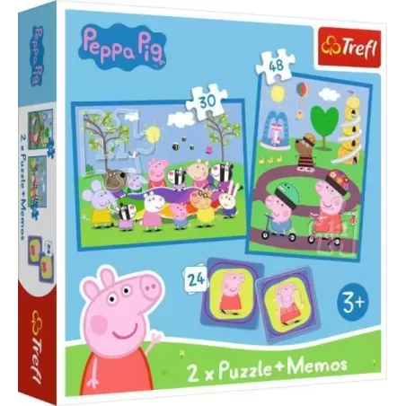 TREFL 93331 Puzzle 2w1 MEMOS Radosne chwile z Świnką Peppą