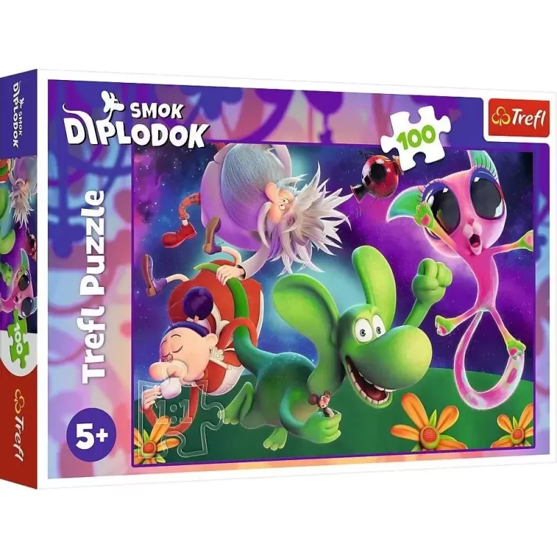 TREFL 16486 Puzzle 100 Smok Diplodok i przyjaciele