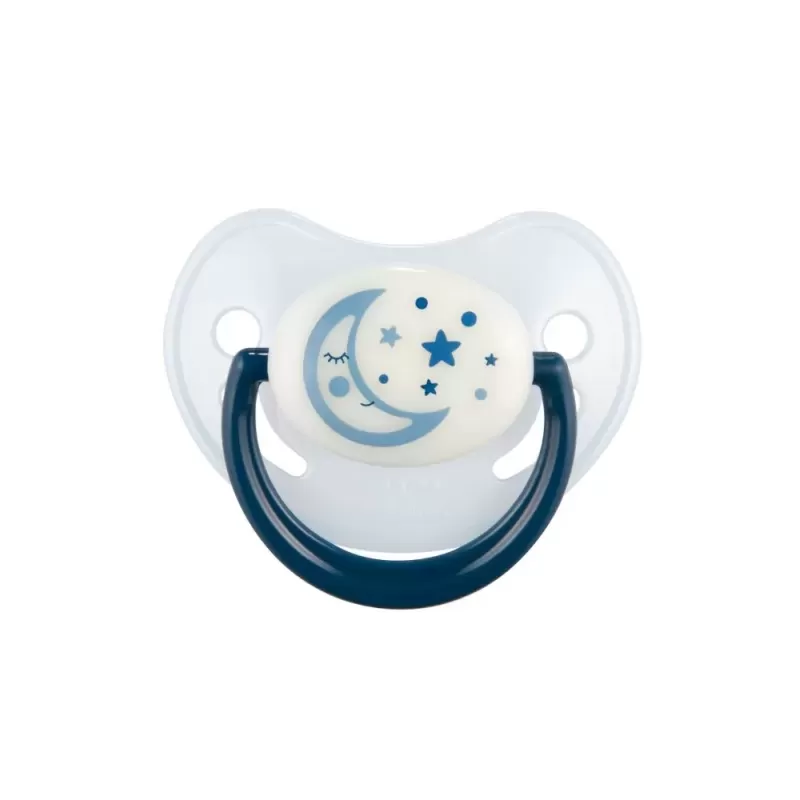 CANPOL 22/501_blu Smoczek uspokajający silikonowy 6-18m anatomiczny NIGHT DREAMS niebieski