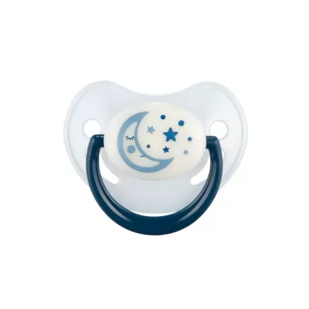 CANPOL 22/501_blu Smoczek uspokajający silikonowy 6-18m anatomiczny NIGHT DREAMS niebieski