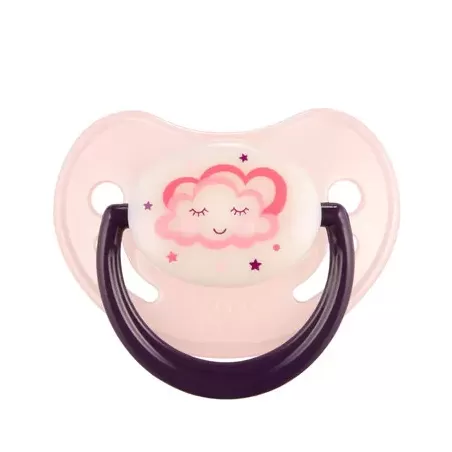 CANPOL 22/501_pin Smoczek uspokajający silikonowy 6-18m anatomiczny NIGHT DREAMS różowy