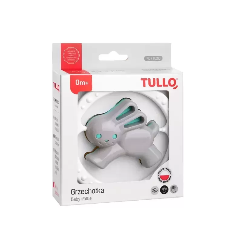 TULLO 116 Zabawka gryzak zając z grzechotką