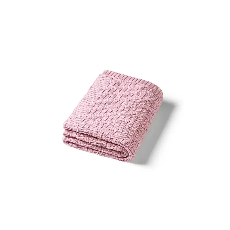 Kocyk dzianinowy z bawełny organicznej różowy B.O.1647/01 – premium dl