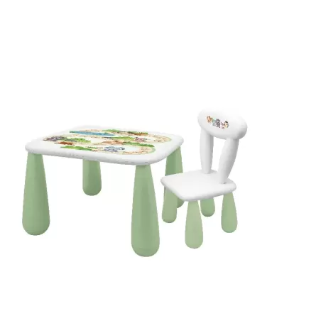 MALTEX LUNA Leśna Ferajna – Stolik + krzesełko biały/zielony