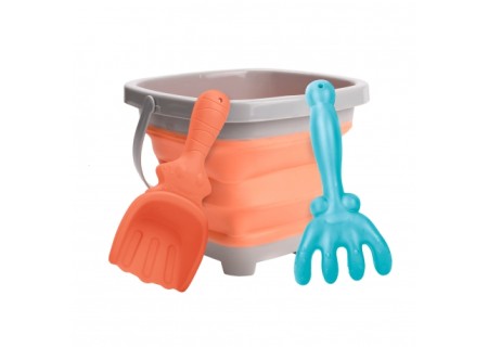 WOOPIE 43766 Zestaw silikonowe wiaderko z grabkami i łopatką