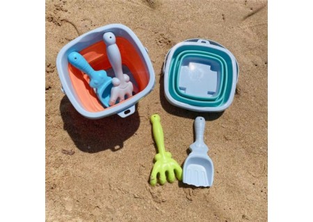 WOOPIE 43766 Zestaw silikonowe wiaderko z grabkami i łopatką