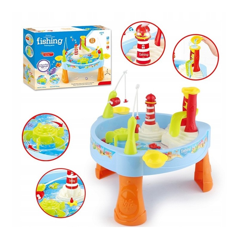 WOOPIE 29658  Stół Wodny Gra Łowienie Rybek Światło Dźwięk + 24 Akc.