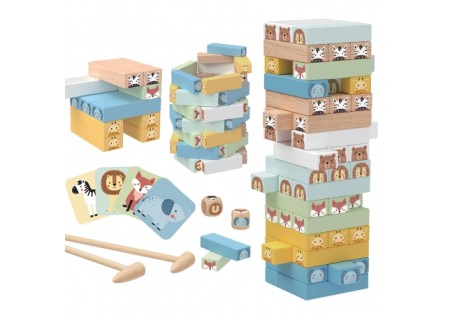 WOOPIE 51824 Gra zręcznościowa Jenga Zwierzątka