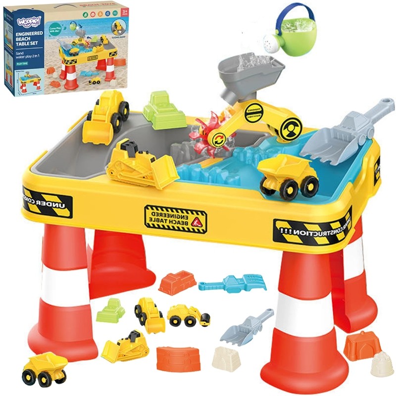 WOOPIE 53170 Stolik Wodny 2w1 Piaskownica Plac Budowy + 4 Autka 12el.