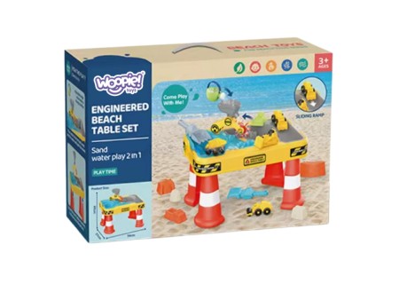 WOOPIE 53170 Stolik Wodny 2w1 Piaskownica Plac Budowy + 4 Autka 12el.