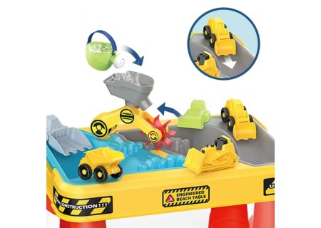 WOOPIE 53170 Stolik Wodny 2w1 Piaskownica Plac Budowy + 4 Autka 12el.