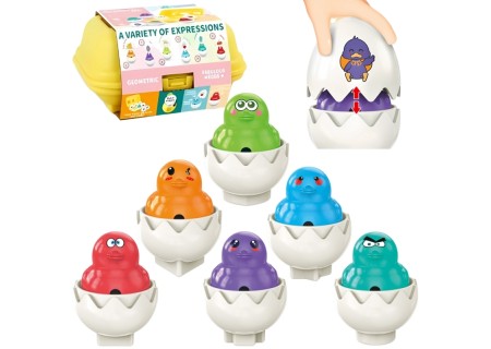 WOOPIE 54146Układanka Sorter Montessori Dopasuj Kształty Zabawne Kurczaczki Jajka 6szt