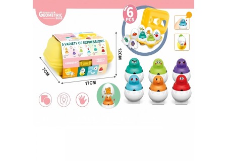 WOOPIE 54146Układanka Sorter Montessori Dopasuj Kształty Zabawne Kurczaczki Jajka 6szt