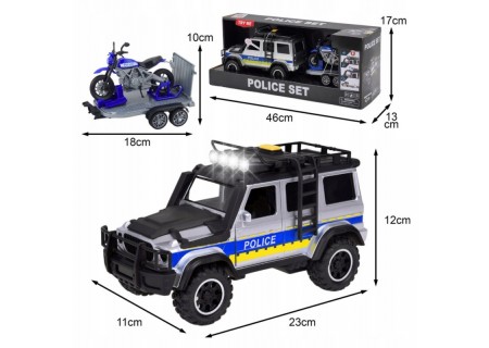 WOOPIE 57253 Samochód Policyjny przyczepa motocykl