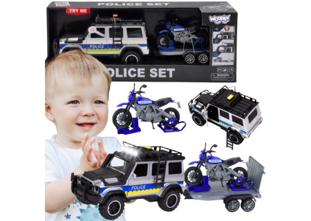 WOOPIE 57253 Samochód Policyjny przyczepa motocykl