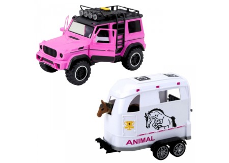 WOOPIE 57260 Samochód terenowy różowy z przyczepą
