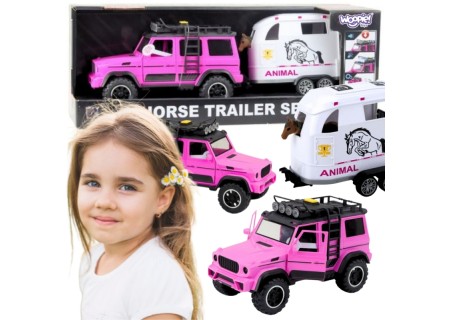 WOOPIE 57260 Samochód terenowy różowy z przyczepą