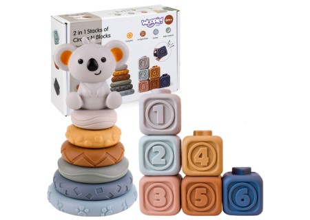 WOOPIE BABY 51718 Zestaw 3w1 piramidka, klocki, gryzak
