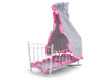 MILLY MALLY 6138 Łóżeczko-Kołyska dla lalek Lily z baldachimem Prestige Pink