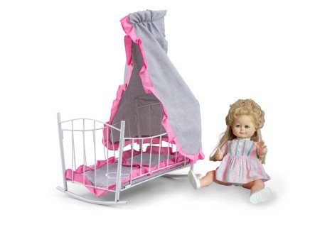 MILLY MALLY 6138 Łóżeczko-Kołyska dla lalek Lily z baldachimem Prestige Pink