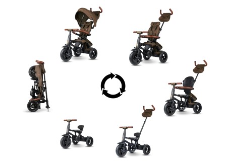 MILLY MALLY 6299 Qplay Rowerek Trójkołowy Rito Deluxe Rubber Brown