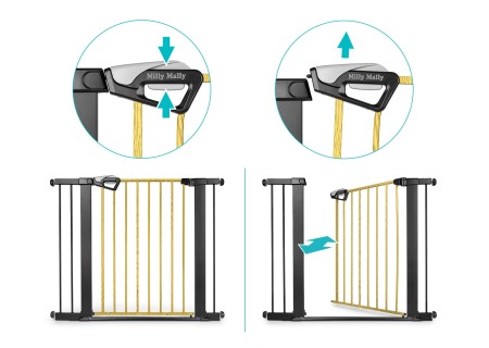 MILLY MALLY 6578 Bramka zabezpieczająca - barierka na schody z rozszerzeniem Guardy 104 Black Natural