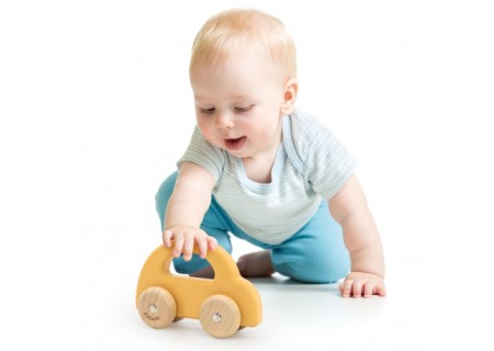 VIGA 44222 PolarB Drewniany samochodzik żółty