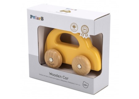 VIGA 44222 PolarB Drewniany samochodzik żółty