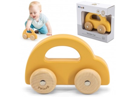 VIGA 44222 PolarB Drewniany samochodzik żółty