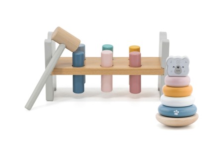 VIGA 44250 PolarB Zestaw drewniana piramidka Miś