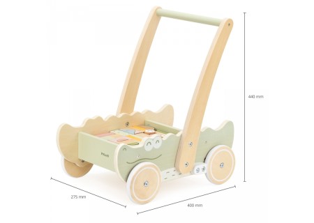 VIGA 44278 Drewniany wózek na klocki Pchacz
