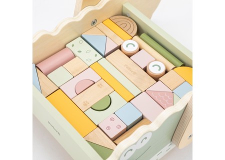 VIGA 44278 Drewniany wózek na klocki Pchacz