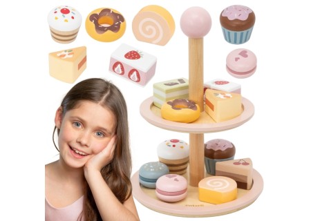 VIGA 44284 Drewniany Stojak na ciasto z akcesoriami