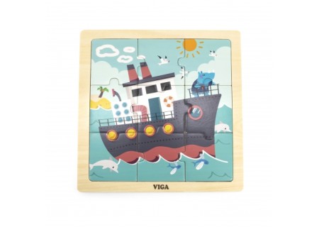 Viga 44630 Drewniane puzzle Statek 9 elem.