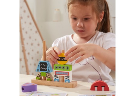 VIGA 44652 Układanka piramidka Roboty+Wzory 8el.