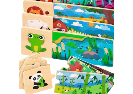 VIGA 44675 Drewniane Zestaw Puzzli Dom